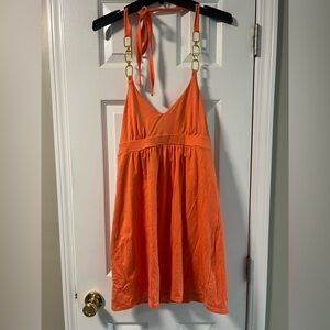 Victoria Secret Peach Halter Dress with Gold Chain Straps